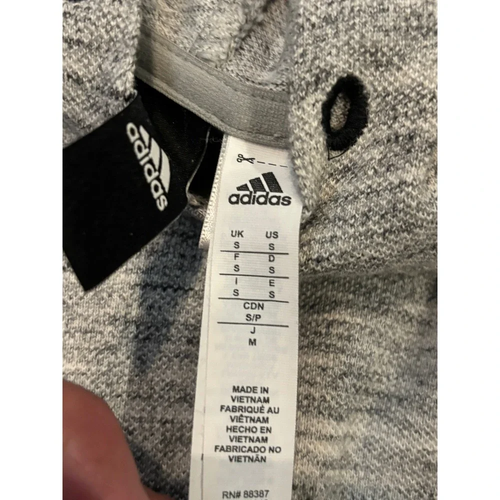 Adidas Mens Small Space Dye Pullover Hoodie Gray White 100% Cotton RN 88387
